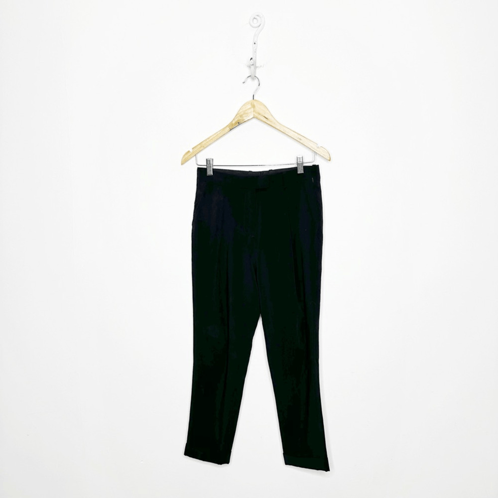 COS Pleated Straight Leg Black POLY blend career minimalist womens size 2